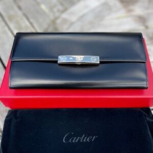 Cartier Kiss Long Wallet LOVE Lock Collection Black Patent Leather - NEW